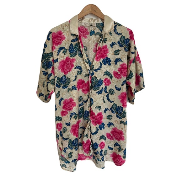 Vintage Victoria’s Secret Gold Label Women’s Gold Floral Night Shirt M/L - Picture 1 of 13